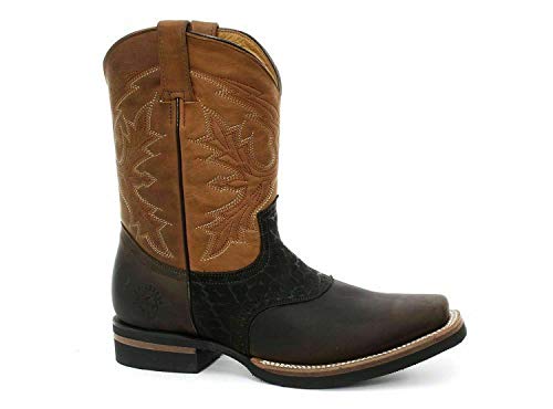 Grinders Frontier Hellbraune Chelsea-Stiefel Aus Leder Mit Karree Cowboy Knöchel 38 von Grinders