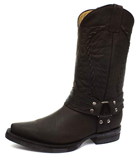 Grinders Mens Galveston Braun Cowboy-Western- Spitzschuh Lederstiefel (41, Brown) von Grinders