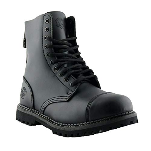 Grinders Schleifer Hirsch CS Unisex Schwarz Leder 10 Augenloch Stahl Zehenkappe Sicherheit Militär Punk Stiefel 44 von Grinders