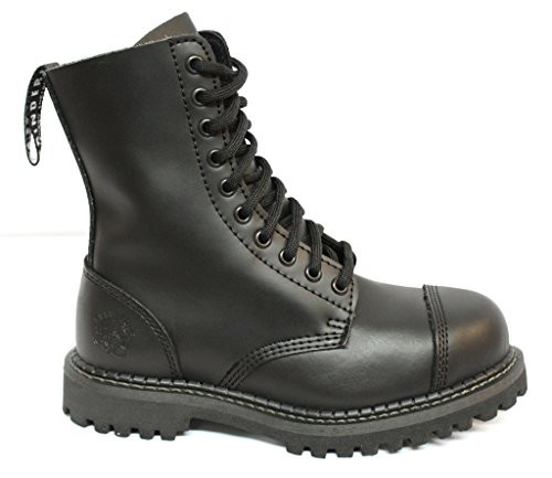 Grinders Schleifer Hirsch CS Unisex Schwarz Leder 10 Augenloch Stahl Zehenkappe Sicherheit Militär Punk Stiefel 45 von Grinders