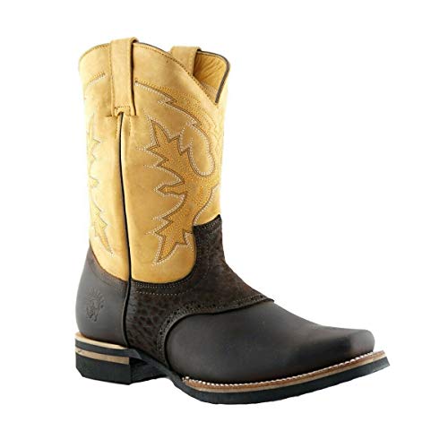Grinders Schleifmaschinen Unisex Frontier Bräunen Braun Leder Quadratischer ZehCowboy Knöchel Chelsea Stiefel 40 von Grinders