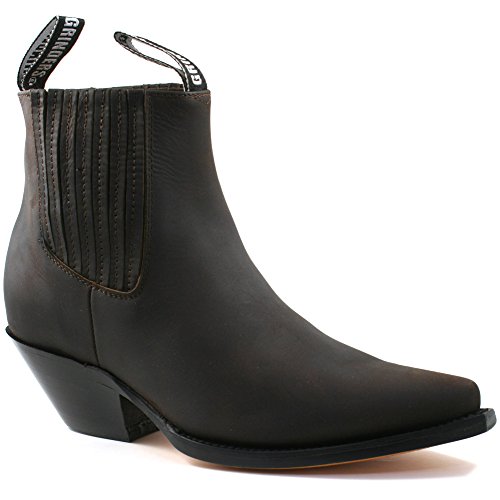 MENS GRINDERS MUSTANG BROWN LEATHER WESTERN ANKLE COWBOY BOOTS -UK 11 (EU 45) von Grinders