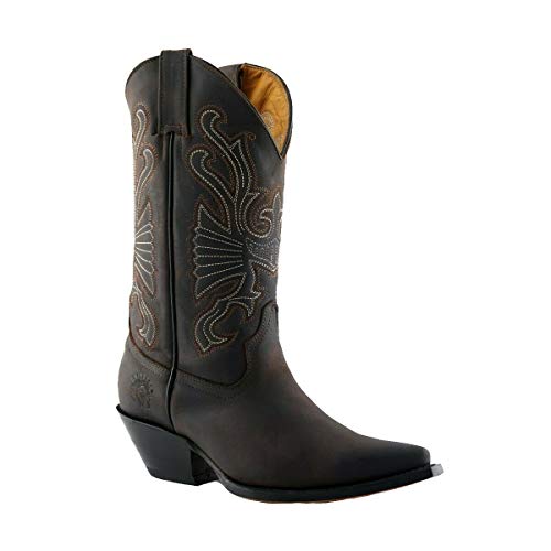 Mühlen Unisex Buffalo Braun Leder Schlüpfen Western Cowboystiefel 37 von Grinders