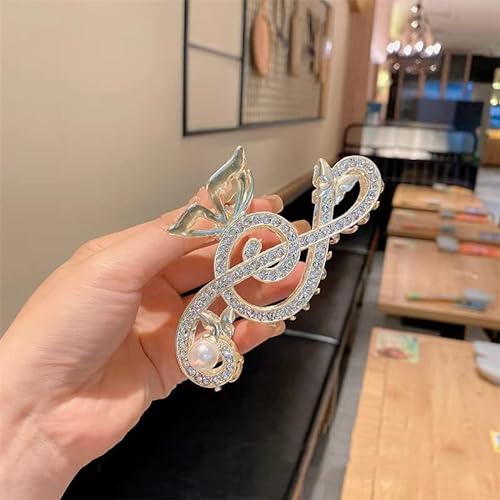 2022 Fashion Large Hair Claw Clips for Women Flower Butterfly Note Branches Elegant Non Slip Big Hair Claw Hair Jaw Hair Barrette Strong Hold for Thin Thick Curly Hair Christmas (Musiknote) von Grindrom