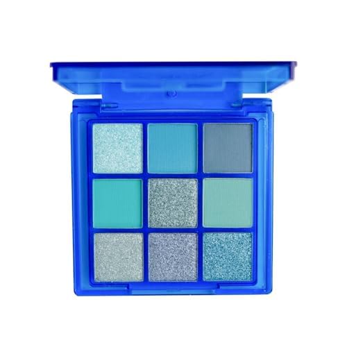 9 Colors Eyes Eyeshadow Palette, Shiny Shimmer Matte Eye Shadows Palette, Highly Pigmented Make-up Eyeshadow Palettes, Cool Smoky Eye Shadow Pallets for Women Girls (Blue) von Grindrom