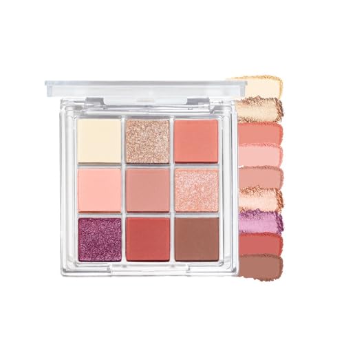 9 Colors Eyes Eyeshadow Palette, Warm Color Shiny Shimmer Matte Eye Shadows Palette, Highly Pigmented Make-up Eyeshadow Palettes, Cool Smoky Eye Shadow Pallets for Women Girls (Style 1) von Grindrom