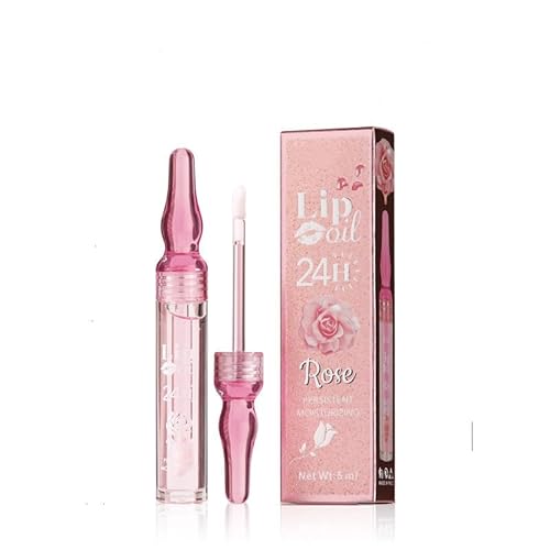 Tinted Lip Oil Gloss, Plumping Hydrating Stay Glossy 24 Hour Lipgloss, Moisturizing Shine Lip Gloss, Non-Stick Non-Drying Long Lasting Clear Tint Lipstick for Women, Reduce Lip Wrinkle (Pink) von Grindrom