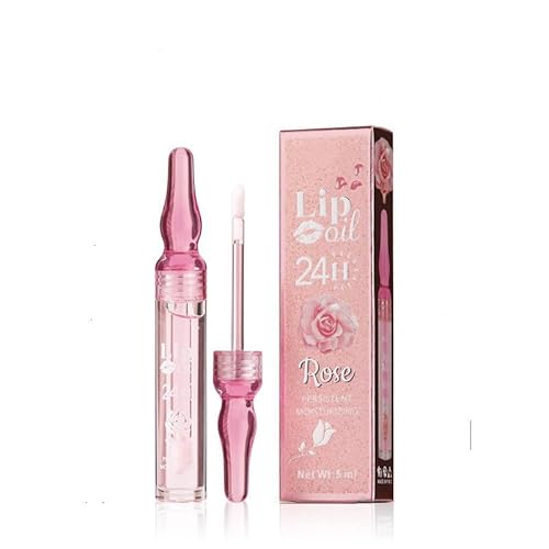 Tinted Lip Oil Gloss, Plumping Hydrating Stay Glossy 24 Hour Lipgloss, Moisturizing Shine Lip Gloss, Non-Stick Non-Drying Long Lasting Clear Tint Lipstick for Women, Reduce Lip Wrinkle (Pink) von Grindrom