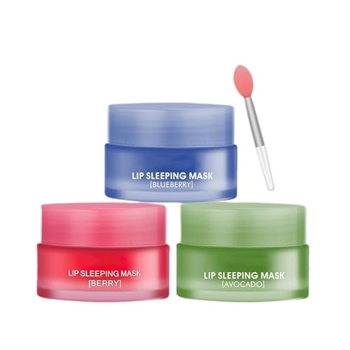 lip Sleeping mask, Jelly Lip Mask Berry Avocado Lip Care Moisturizing Lip Balm Skincare Lip Oil, Lip Care, Hydrating Nourishing Sleep Anti-chapped Lip Cream for Women Men (3pcs) von Grindrom