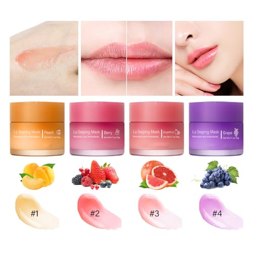 lip Sleeping mask, Lip Mask Lip Care Moisturizing Fruit Overnight Lip Balm Skincare Lip Oil, Lip Skin Care, Hydrating Nourishing Sleep Anti-chapped Lip Cream for Women Men (Yellow peach) von Grindrom