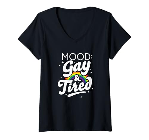 Damen Stimmung: Schwul & müde T-Shirt mit V-Ausschnitt von Grindstore Originals