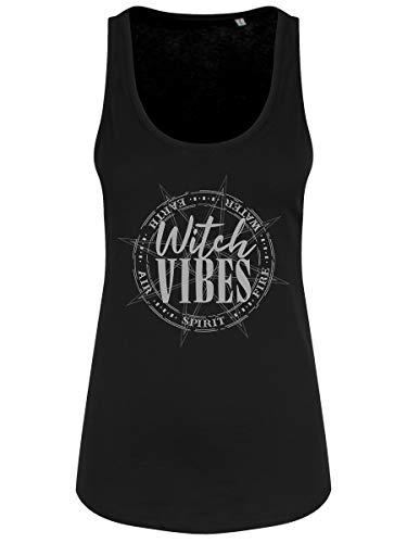 Grindstore Damen Elemental Witch Vibes Floaty Tank Weste Schwarz von Grindstore