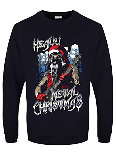 Grindstore Herren Sweater Heavy Metal Christmas Weihnachtspullover blau von Grindstore