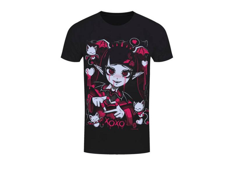 Grindstore Print-Shirt Gothic / Anime Shirt Vampire Cosmic Boop Bite Me Gothic Shirt Anime aus Baumwolle mit Print von Grindstore