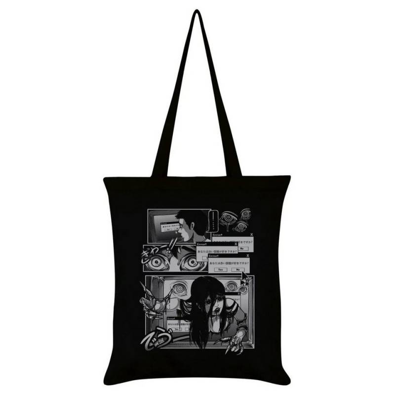 Grindstore Schultertasche Anime Horror Stofftasche in schwarz Pinku Kult Redroom von Grindstore