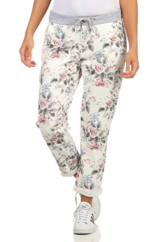 GRINGO Damen Sweatpants Boyfriend Jogginghose Freizeithose Sport One Size (Rose weiß) von GRINGO