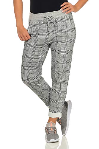 GRINGO Damen Sweatpants Boyfriend Freizeithose Jogginghose Sporthose One Size (Kariert grau) von GRINGO