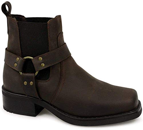 Herren Cowboy/Biker TERMINATER Stiefel Gringos Harley Leder, Braun - dunkelbraun - Größe: 42( Etikett Größe 8) von Gringos