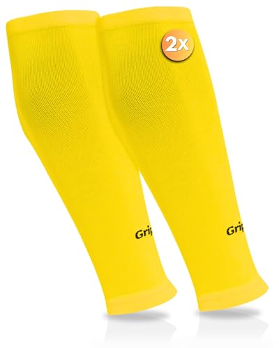 GripNin9 Hochwertige Stutzen Fussball Herren | ONESIZE Fußball Stutzen Kinder | Stutzen ohne Socken | abgeschnittene Stutzen Fußball Gelb | 2 Paar von GripNin9