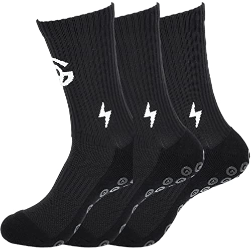 Fußball Socken - Herren & Damen Grip Socken Fussball (ANTI-LOCH-GARANTIE) - Anti-rutsch Fussballsocken Premium Football Socks | 3 Paar Sportsocken Herren 42-47 Schwarz von Gripnin9