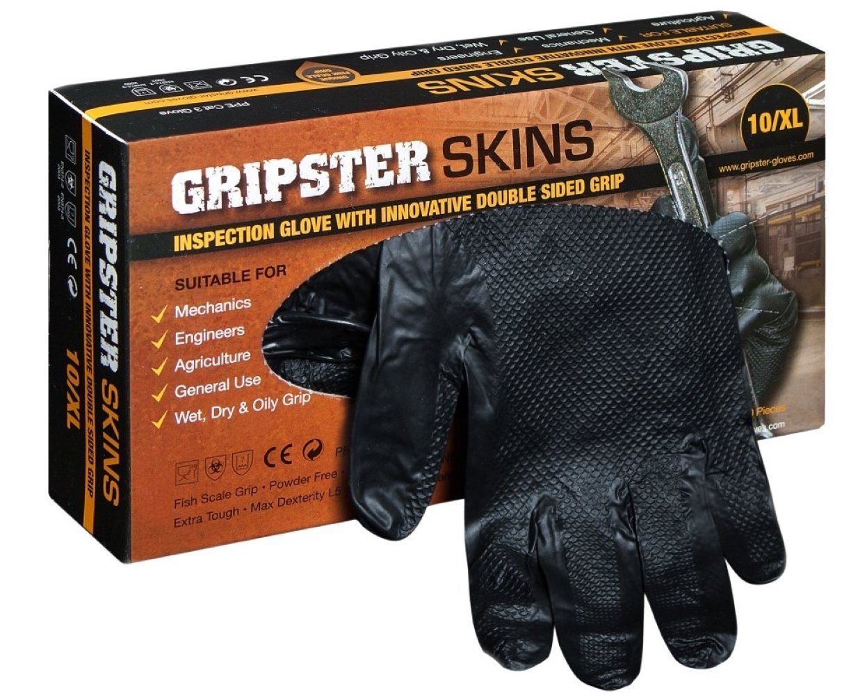 Gripster Mechaniker-Handschuhe Nitril-Einmalschutzhandschuhe von Gripster