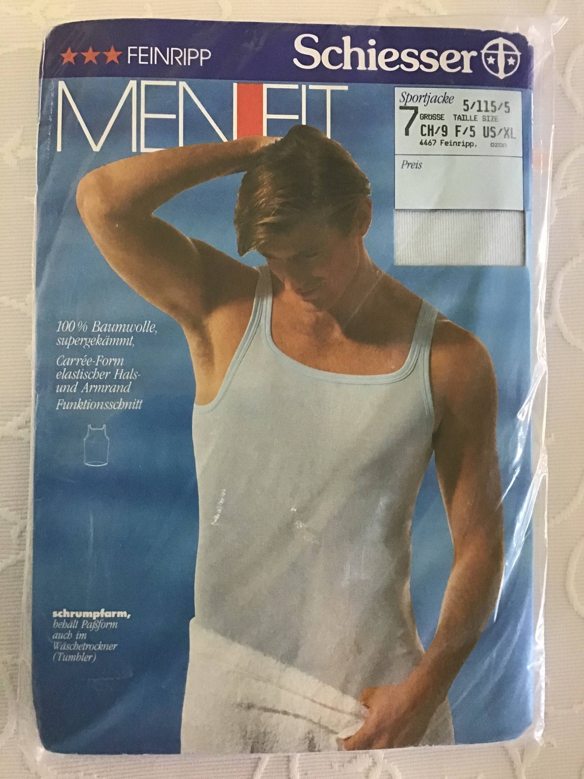Neu/Ovp Schiesser Menfit Feinripp Untehemd Hellblau Gr 7 Original Vintage von GrisellasWelt