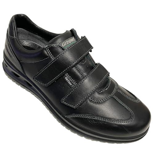 Grisport Mokassins aus wasserdichtem Leder, herausnehmbare Einlegesohle und rutschfeste Gritex-Sohle, Klettverschluss, Schwarz , 45 EU von Grisport