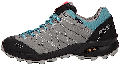 Grisport Outdoor Echtleder Halbschuh Schnürer 'Tundra Vesuvio' anthrazit/türkis, Herren:38 EU von Grisport