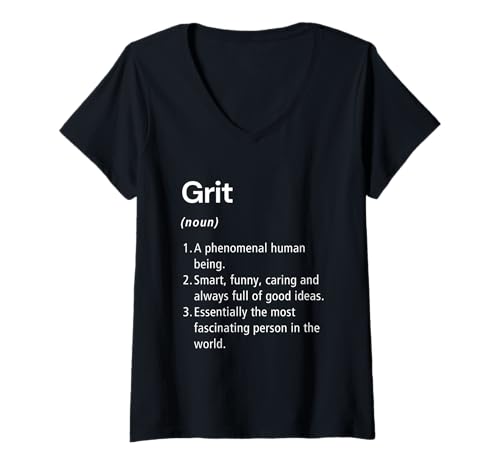 Damen Grit Definition des Namens Lustiges Wörterbuch T-Shirt mit V-Ausschnitt von Grit Birthday Name Definition Funny