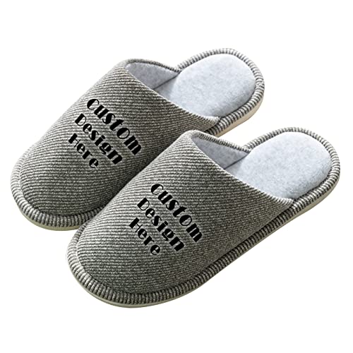 Grivcy Personalisierte warme Hausschuhe für Unisex, Indoor-Baumwollhausschuhe Rutschfeste Gummisohlen Hausschuhe Benutzerdefinierte Fotos/Text (A-men slipper) von Grivcy