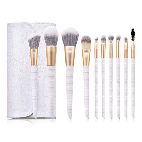 Griwiuiowe 10 StüCk Kosmetik Pinsel Set Fundament ErröTen Kontur Concealer Gemischt Pulver FlüSsig Gesicht Lidschatten Pinsel, Weiß von Griwiuiowe