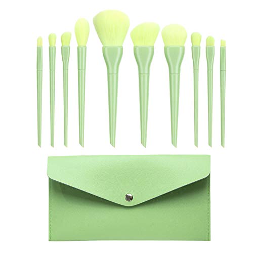 Griwiuiowe 10 StüCk Make Up Pinsel Set Lidschatten Blending Eyeliner Wimpern Brauen Pinsel Synthetisches Haar Makeup Pinsel Kit GrüN von Griwiuiowe