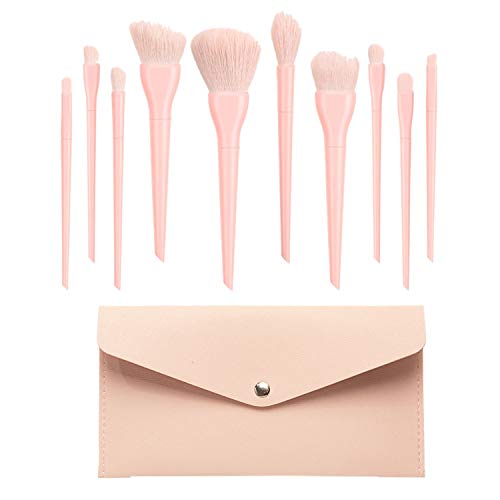 Griwiuiowe 10 StüCk Make Up Pinsel Set Lidschatten Blending Eyeliner Wimpern Brauen Pinsel Synthetisches Haar Makeup Pinsel Kit Rosa von Griwiuiowe