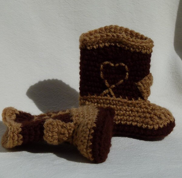 Gehäkelte Western Booties Braun Auf Hellbraun in Einer Größe Wählbar von GrizzlyCreek