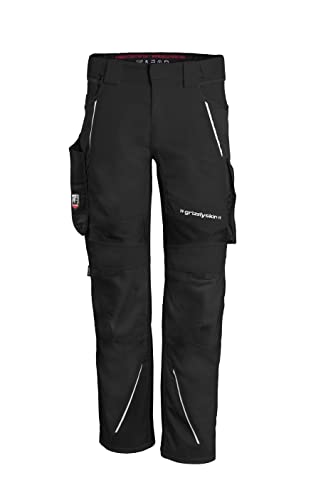 Grizzlyskin Arbeitshose Schwarz, N42 - Unisex Workwear Bundhose für Männer und Damen mit vielen Taschen, Cordura-Schutzhose von Grizzlyskin