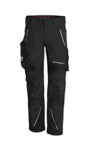 Grizzlyskin Arbeitshose Schwarz, N64 - Unisex Workwear Bundhose für Männer und Damen mit vielen Taschen, Cordura-Schutzhose von Grizzlyskin