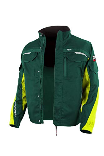 Grizzlyskin Arbeitsjacke Iron Grün/Warngelb 62-64 – Unisex Workwear für Damen & Herren, Cordura-Schutzjacke mit vielen Taschen, Outdoor Jacke mit Reflexbiesen von Grizzlyskin