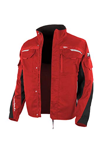 Grizzlyskin Arbeitsjacke Iron Rot/Schwarz 46-48 – Unisex Workwear für Damen & Herren, Cordura-Schutzjacke mit vielen Taschen, Outdoor Jacke mit Reflexbiesen von Grizzlyskin