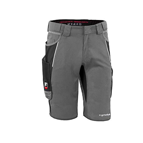 Grizzlyskin Arbeitsshorts Grau/Schwarz N44 - Unisex Workwear Kurze Arbeitshose für Männer und Damen, Cordura Schutzhose von Grizzlyskin