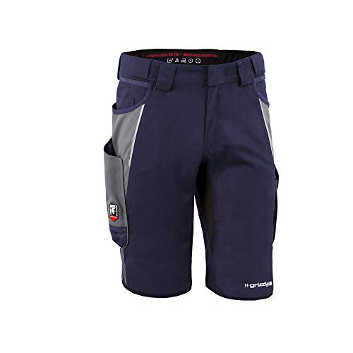 Grizzlyskin Arbeitsshorts Marine/Grau N58 - Unisex Workwear Kurze Arbeitshose für Männer und Damen, Cordura Schutzhose von Grizzlyskin