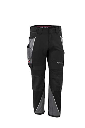 Grizzlyskin Bundhose Schwarz/Grau N48 - Unisex Workwear Arbeitshose für Männer und Damen mit vielen Taschen, Cordura-Schutzhose von Grizzlyskin