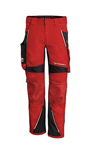 Grizzlyskin Bundhose Rot/Schwarz N60 - Unisex Workwear Arbeitshose für Männer und Damen mit vielen Taschen, Cordura-Schutzhose von Grizzlyskin