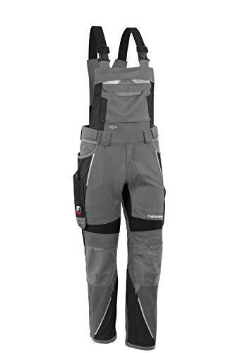 Grizzlyskin Latzhose Iron Grau/Schwarz S60 - Workwear Arbeitshose für Männer & Damen, Unisex Blaumann, Codura-Schutzhose mit vielen Taschen von Grizzlyskin