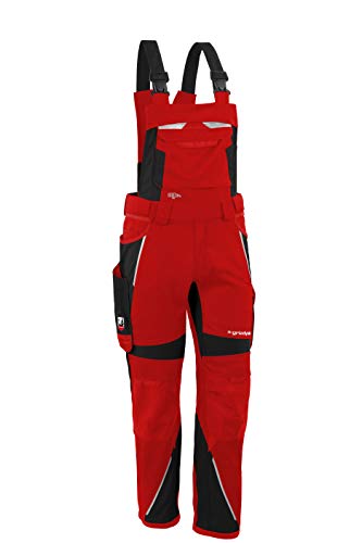 Grizzlyskin Latzhose Iron Rot/Schwarz S54 - Workwear Arbeitshose für Männer & Damen, Unisex Blaumann, Codura-Schutzhose mit vielen Taschen von Grizzlyskin