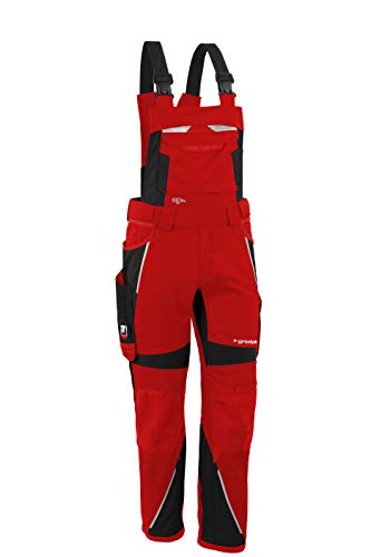 Grizzlyskin Latzhose Iron Rot/Schwarz S56 - Workwear Arbeitshose für Männer & Damen, Unisex Blaumann, Codura-Schutzhose mit vielen Taschen von Grizzlyskin