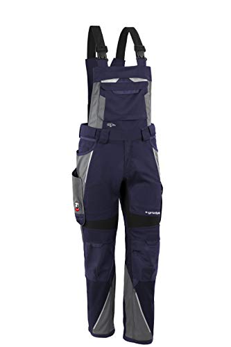 Grizzlyskin Latzhose Marine/Grau N70 - Workwear Arbeitshose für Männer & Damen, Unisex Blaumann, Codura-Schutzhose mit vielen Taschen von Grizzlyskin