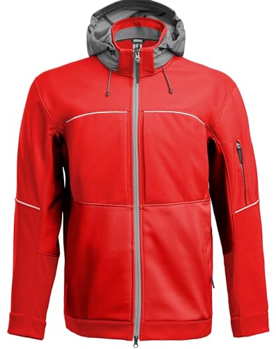 Grizzlyskin Softshell Jacke Resist mit Kapuze Farbe Rot Größe 6XL von Grizzlyskin