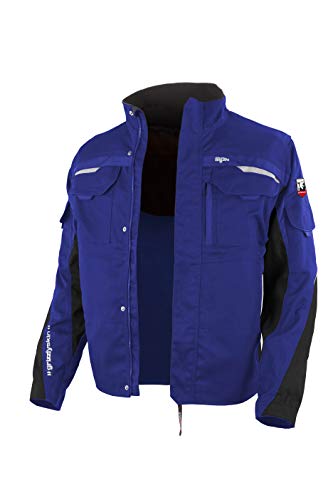 Grizzlyskin Arbeitsjacke Iron Kornblau/Schwarz 50-52 – Unisex Workwear für Damen & Herren, Cordura-Schutzjacke mit vielen Taschen, Outdoor Jacke mit Reflexbiesen von Grizzlyskin