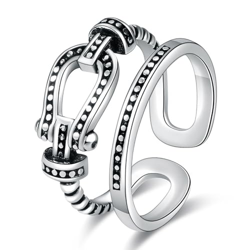 Grmpt Hufeisenring für Damen, doppellagig, Hufeisenringe, Legierter Stahl, Kein Edelstein von Grmpt