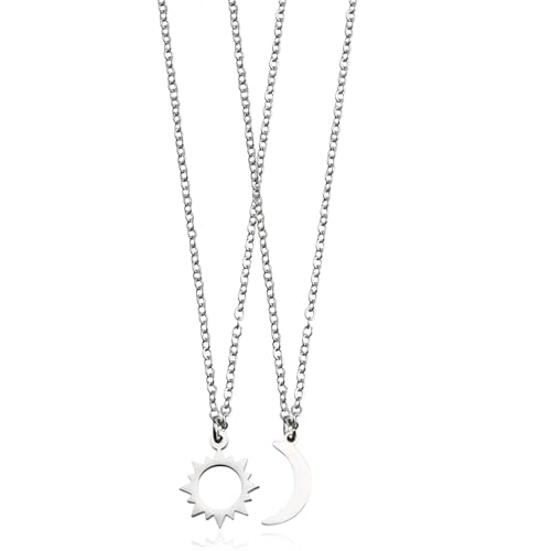 Grmpt Sonne und Mond Halsketten für Frauen Paar beste Freundin Sonne Mond Anhänger Halsketten, Moderate type, Metall, Kein Edelstein von Grmpt